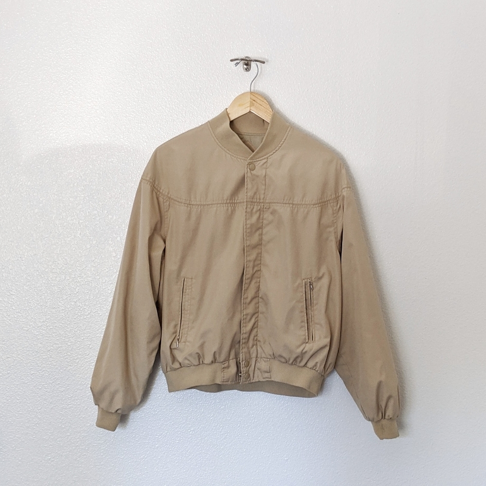 Arnie Vintage Beige Bomber Windbreaker Jacket